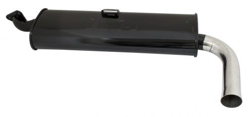 Muffler, Single Outlet, Black with Chrome Tip Quiet Style, Type 2 63-71 for 3655