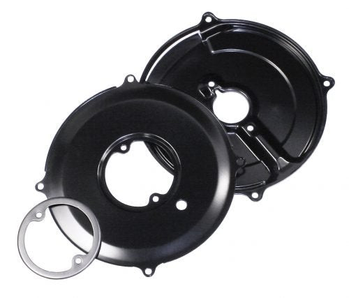 Black Stock-Style Alternator/Generator Backing Plate 3-Piece Tin Kit