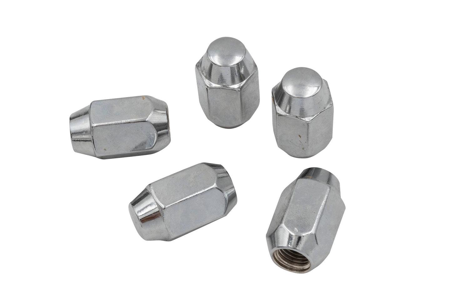 Acorn Style 60° Seat, Chrome Lug Nuts, M12-1.5 Set of 5