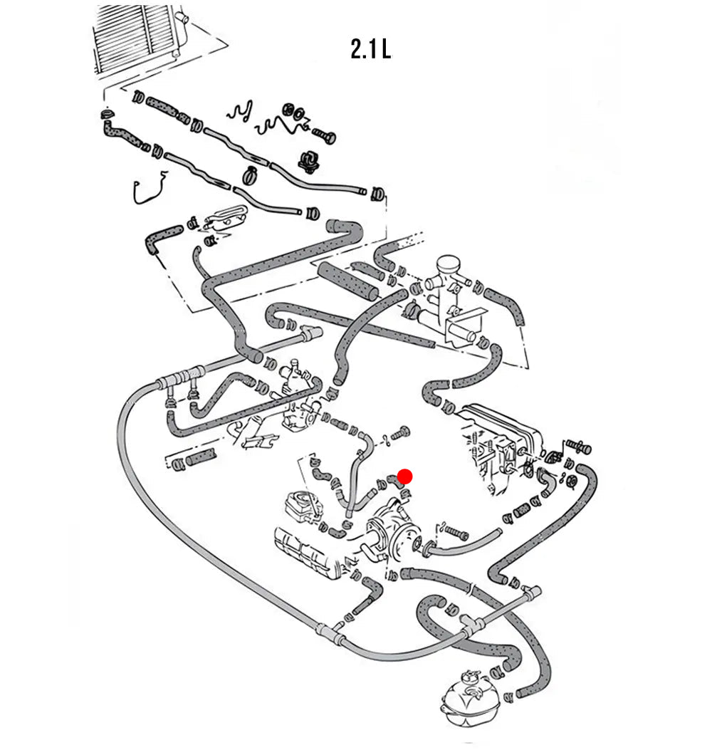 025-121-058J VW Vanagon Coolant Hose - 1.9L & 2.1L Wasserboxer