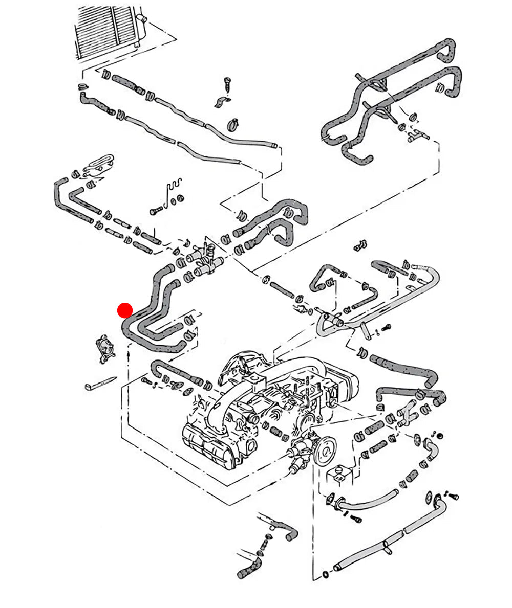 025-121-073E VW Vanagon Coolant Hose - 1.9L Wasserboxer 83-85