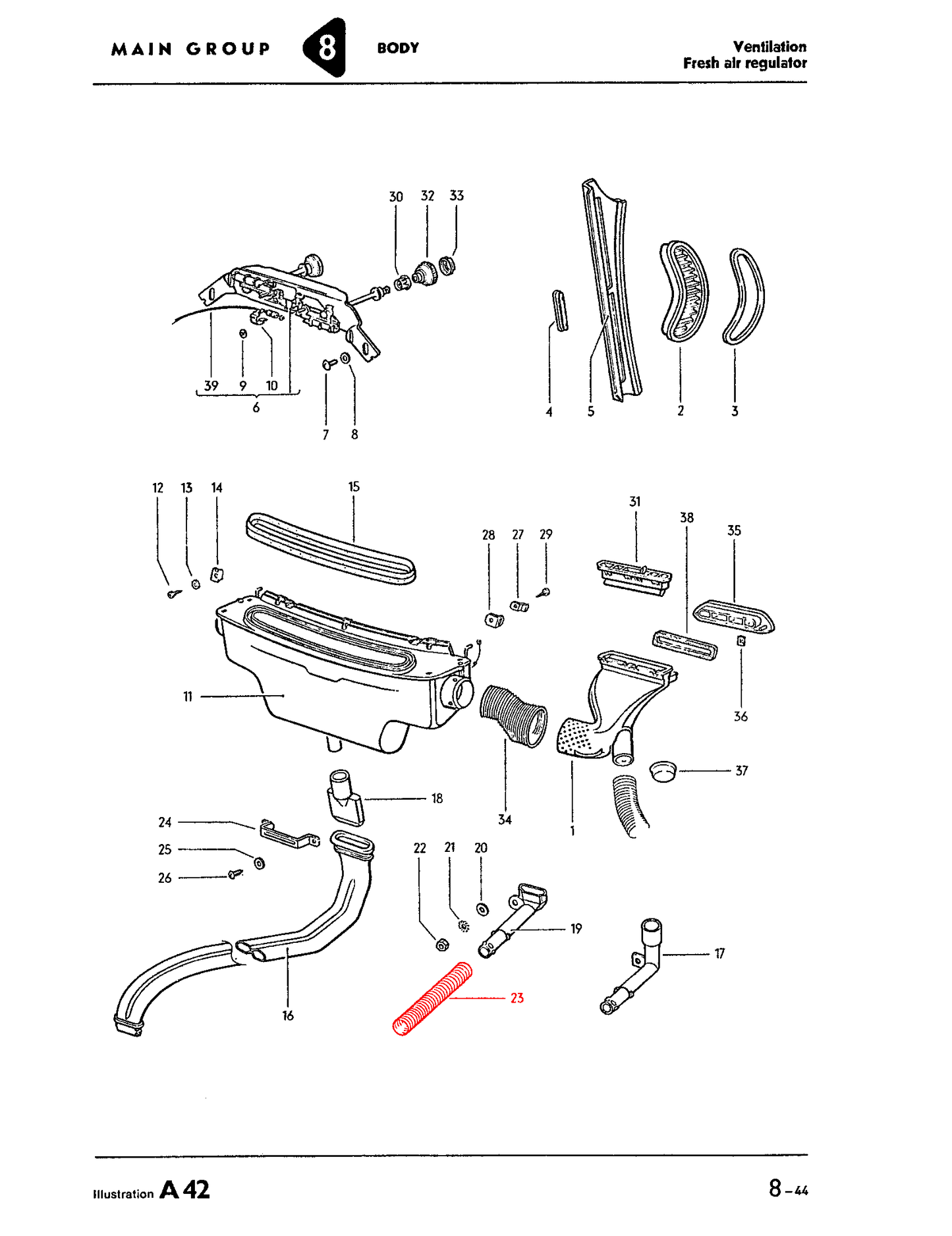111-819-543 VW Beetle Fresh Air Box Drain Hose - 20mm ID (1968-1974)