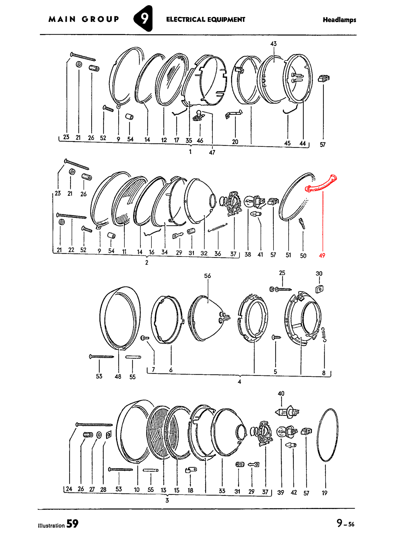 111-941-185C VW Beetle Headlight Wire Rubber Conduit (1967-1979)
