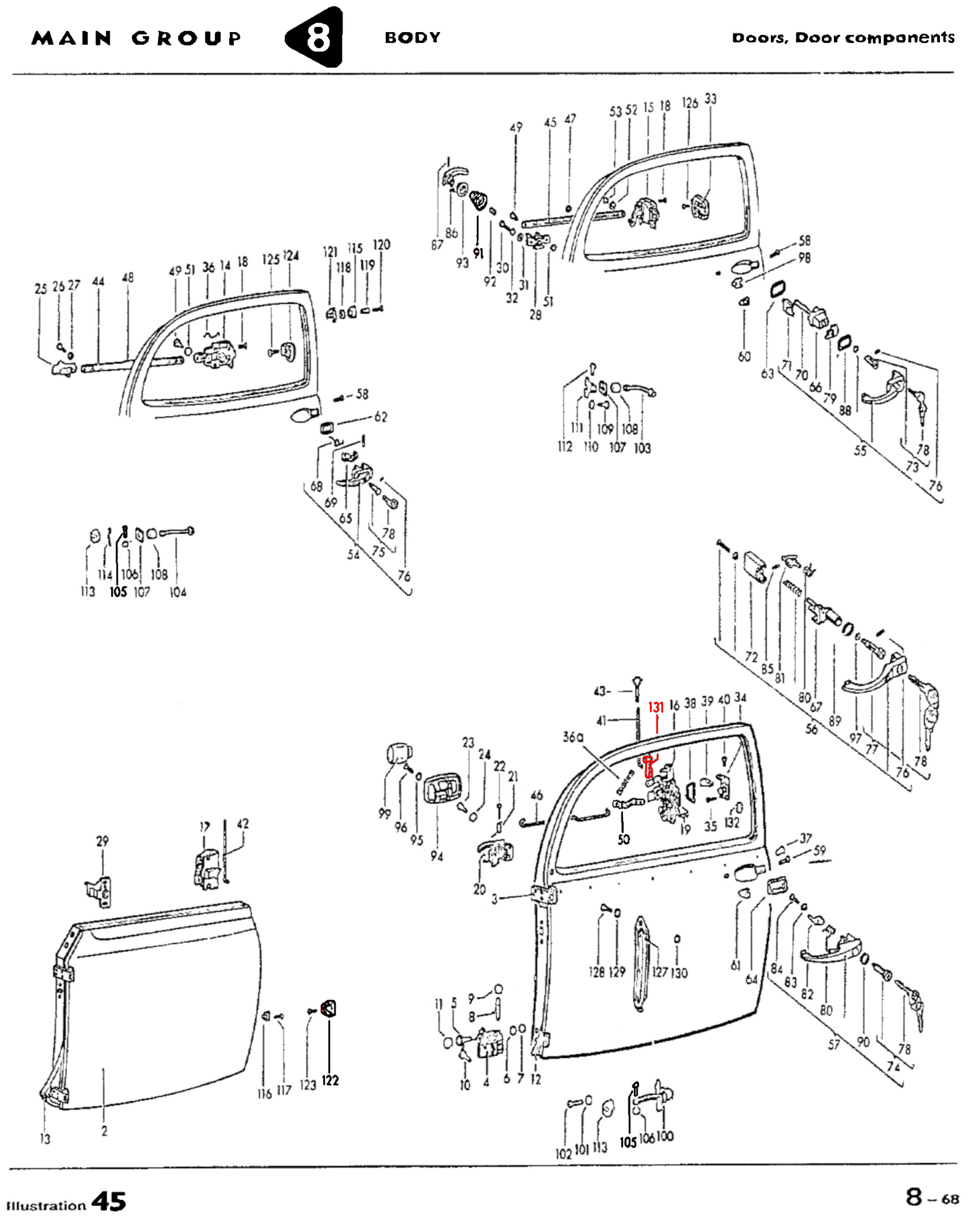 Bug 65-66 Door Lock Guide Left
