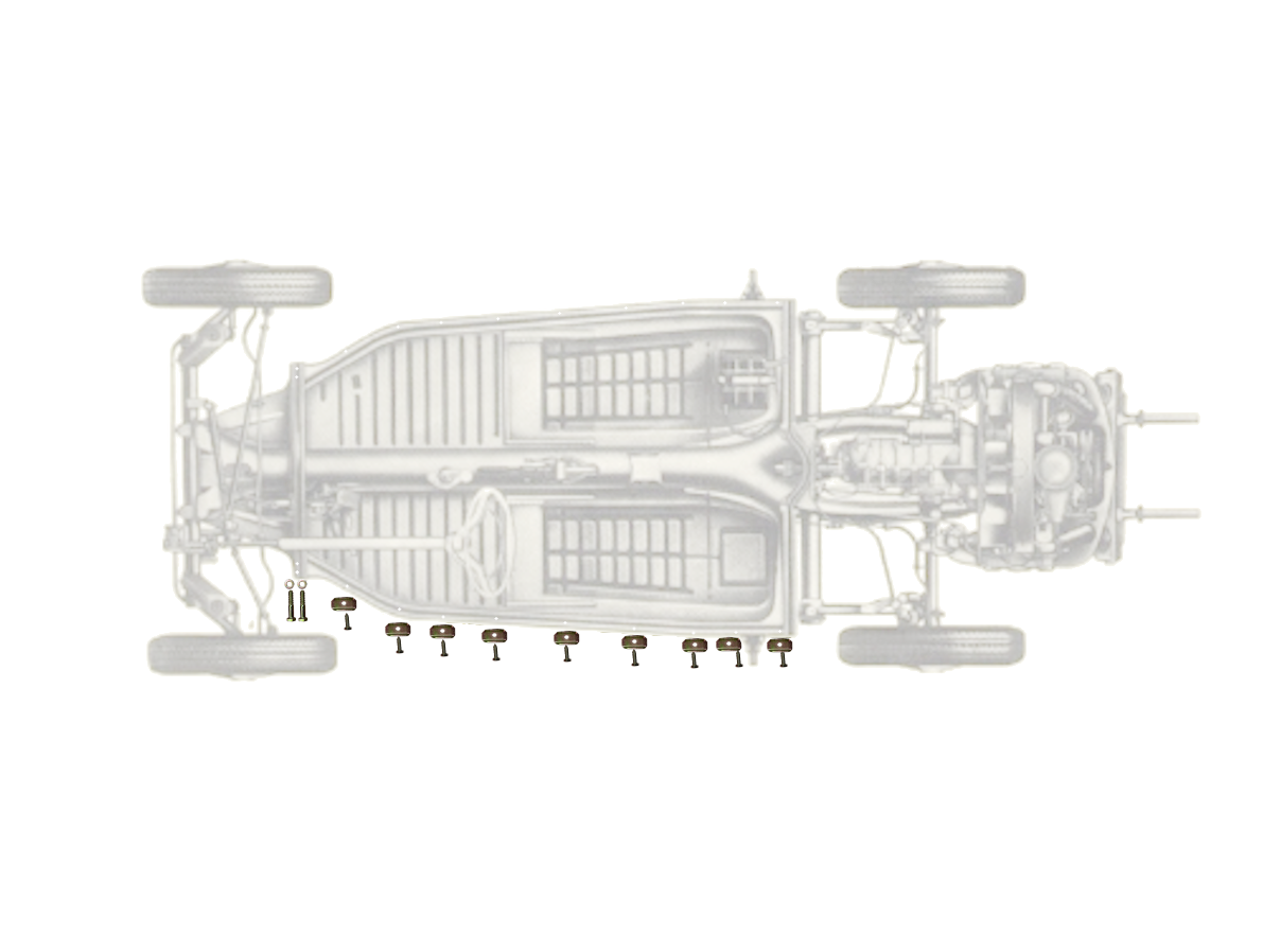 Floor Pan Hardware Kit 1 Per Side Bug, Ghia, Thing, Type 3, Super Beetle