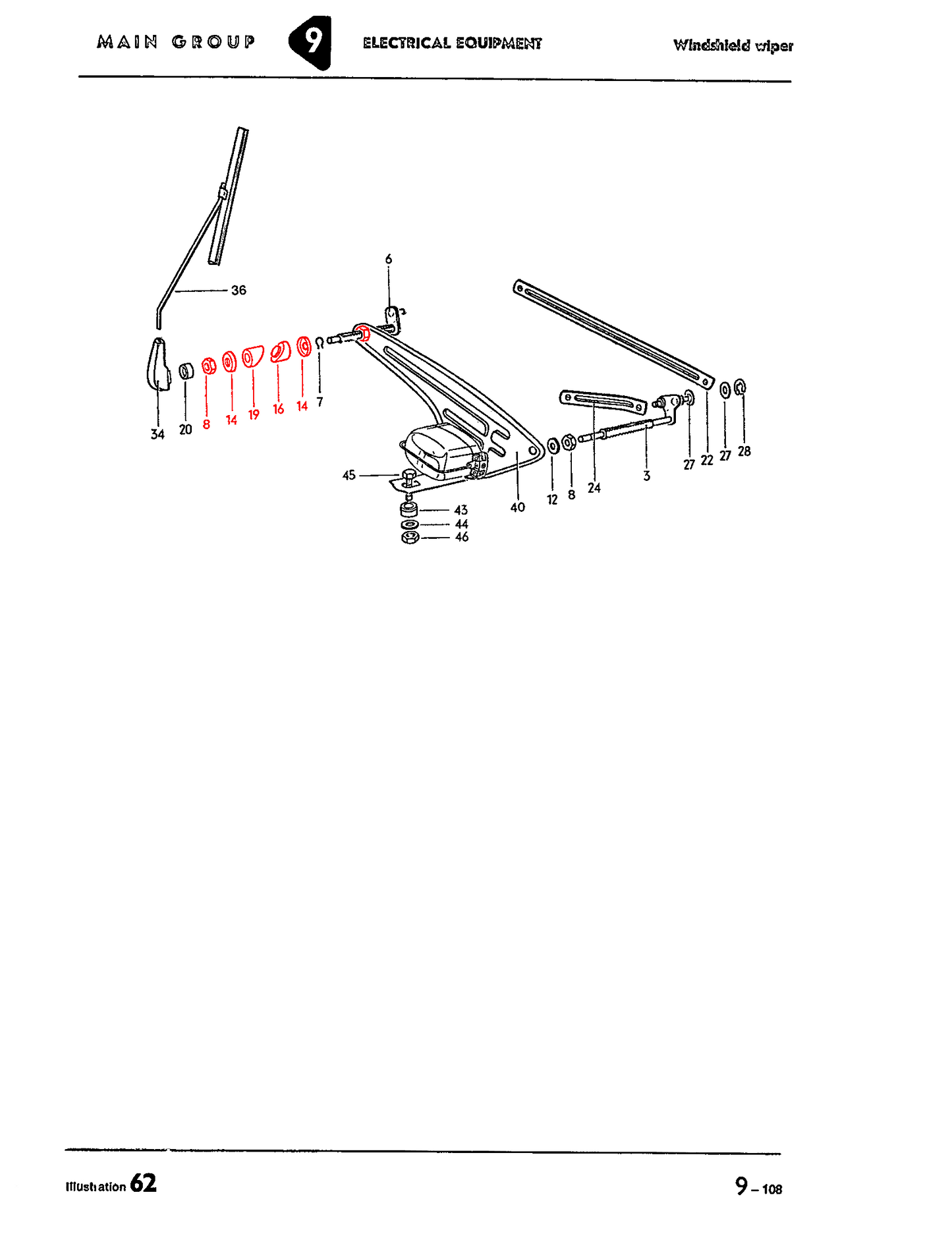 Bug 49-57 Wiper Shaft/Pivot Mount Kit