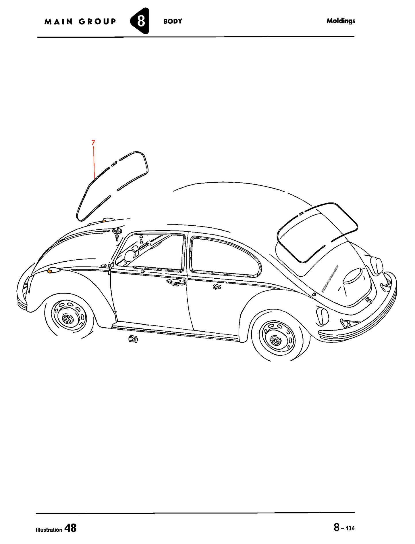 Bug 58-64 Front Windshield American Trim Sedan