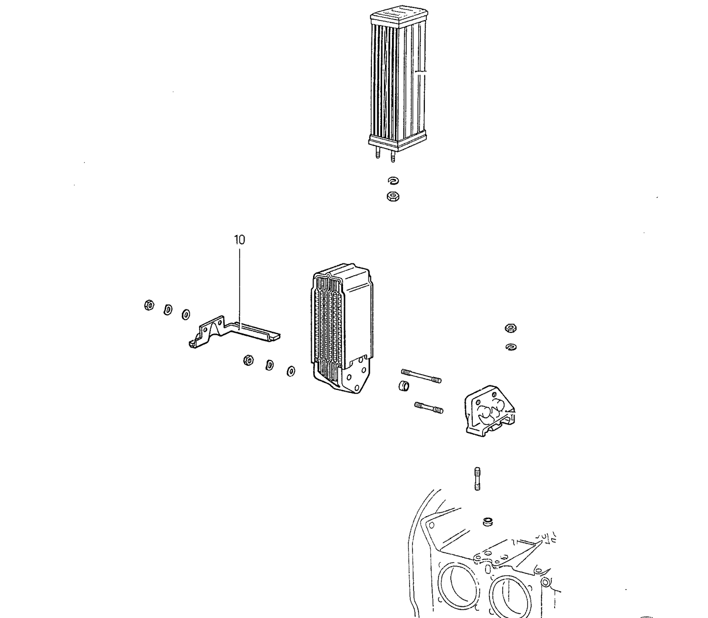T1 71-79, T2 71, T181 73-74, Oil Cooler Base Tin "Hoover Bit"