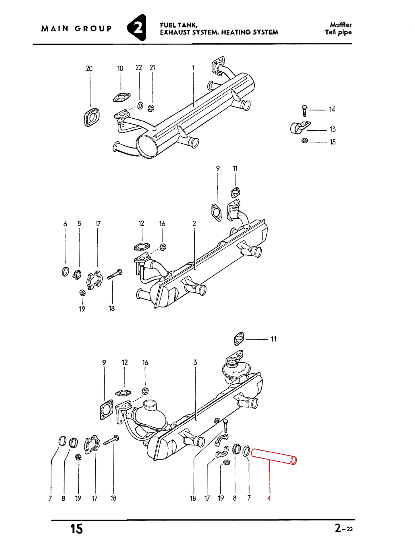 Bug, Ghia 62-66 Exhaust Tail Pipe For Stock Muffler