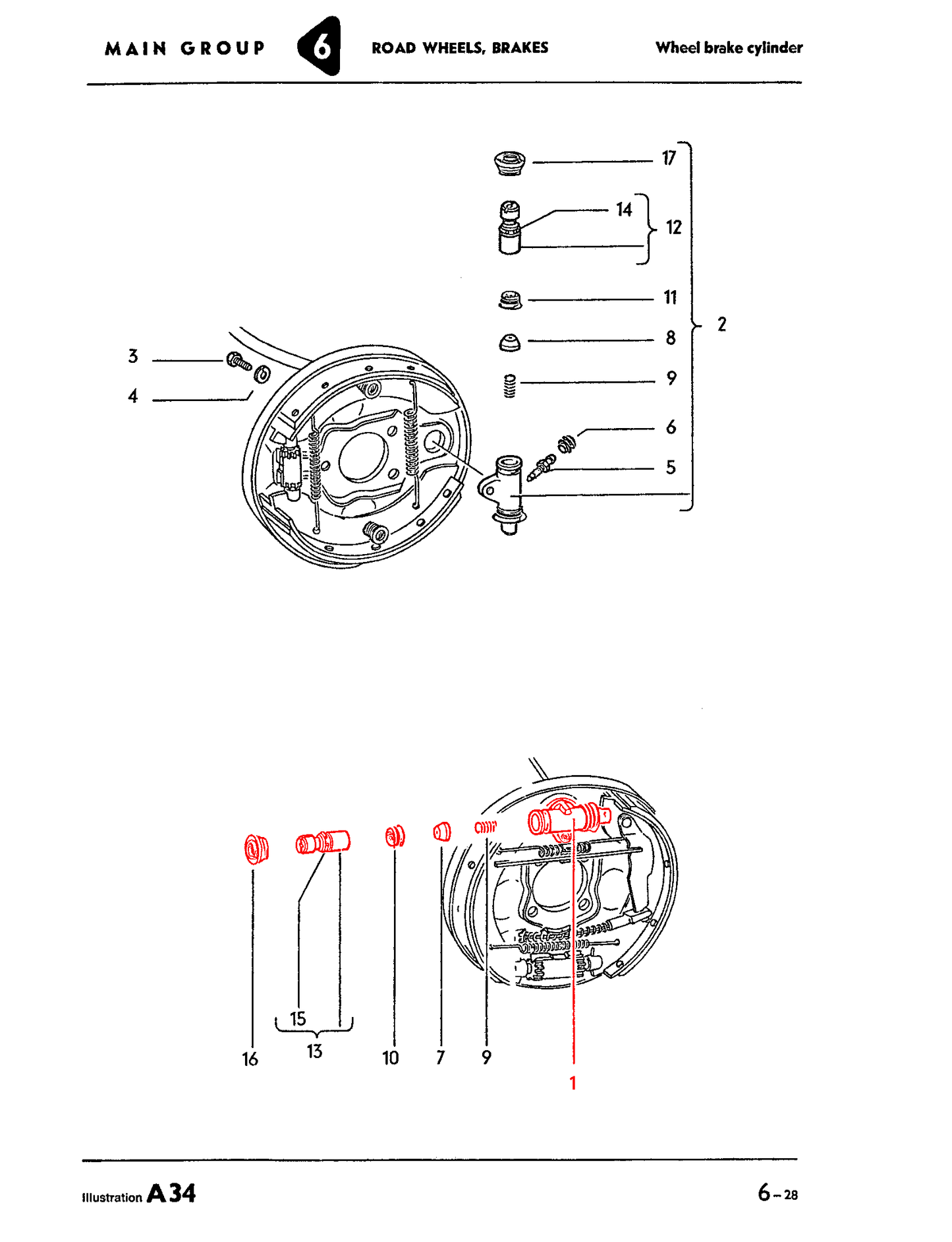 T1 53-57 Rear wheel Cylinder CLine