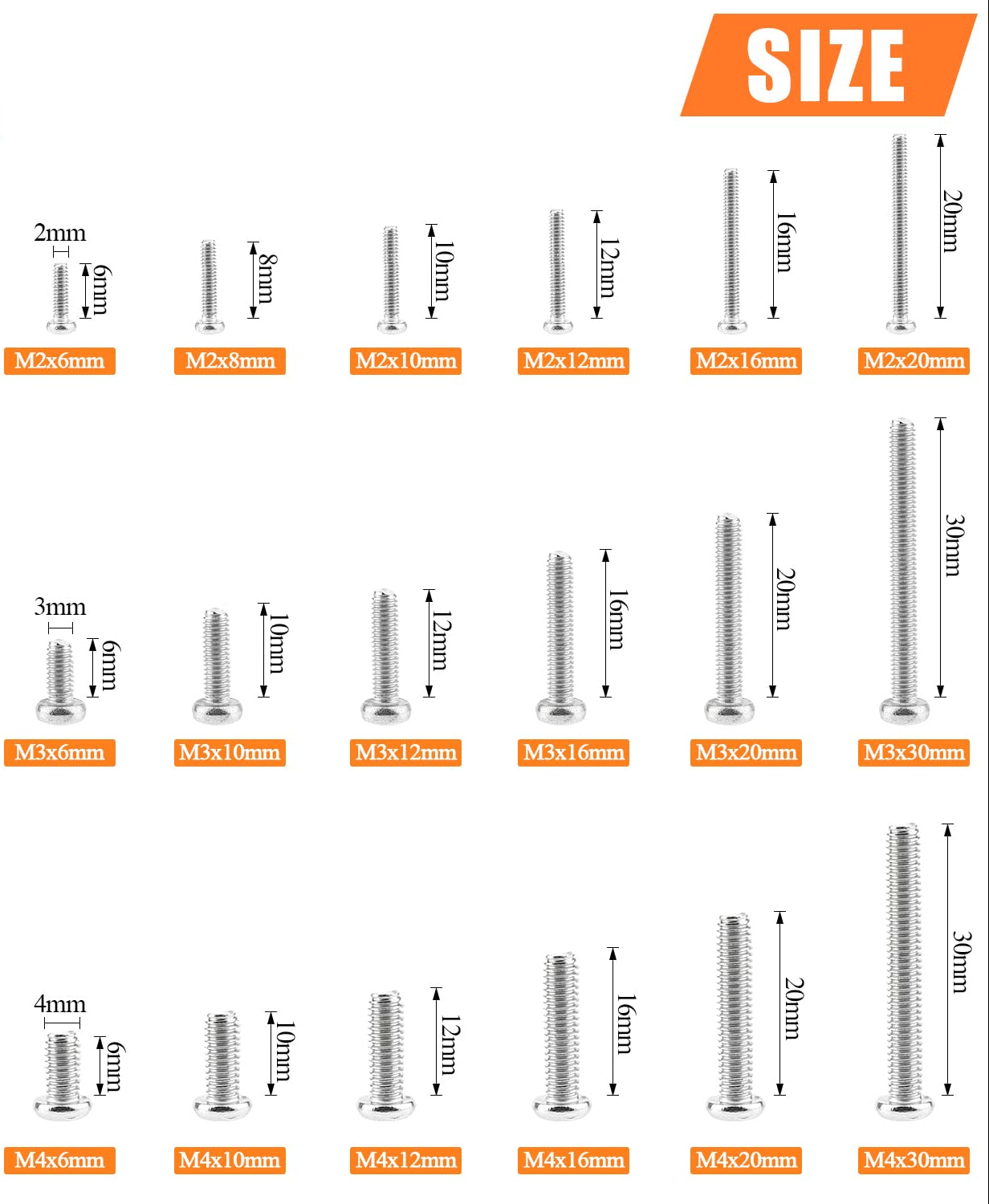 M2, M3, M4 "Cheese" / Pan Head Stainless Screw