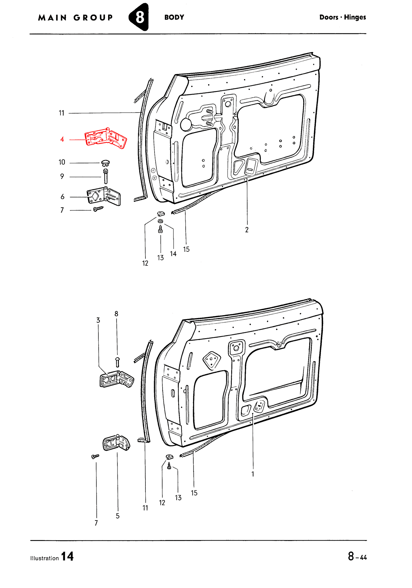 Ghia 60-74, Upper Left Door Hinge