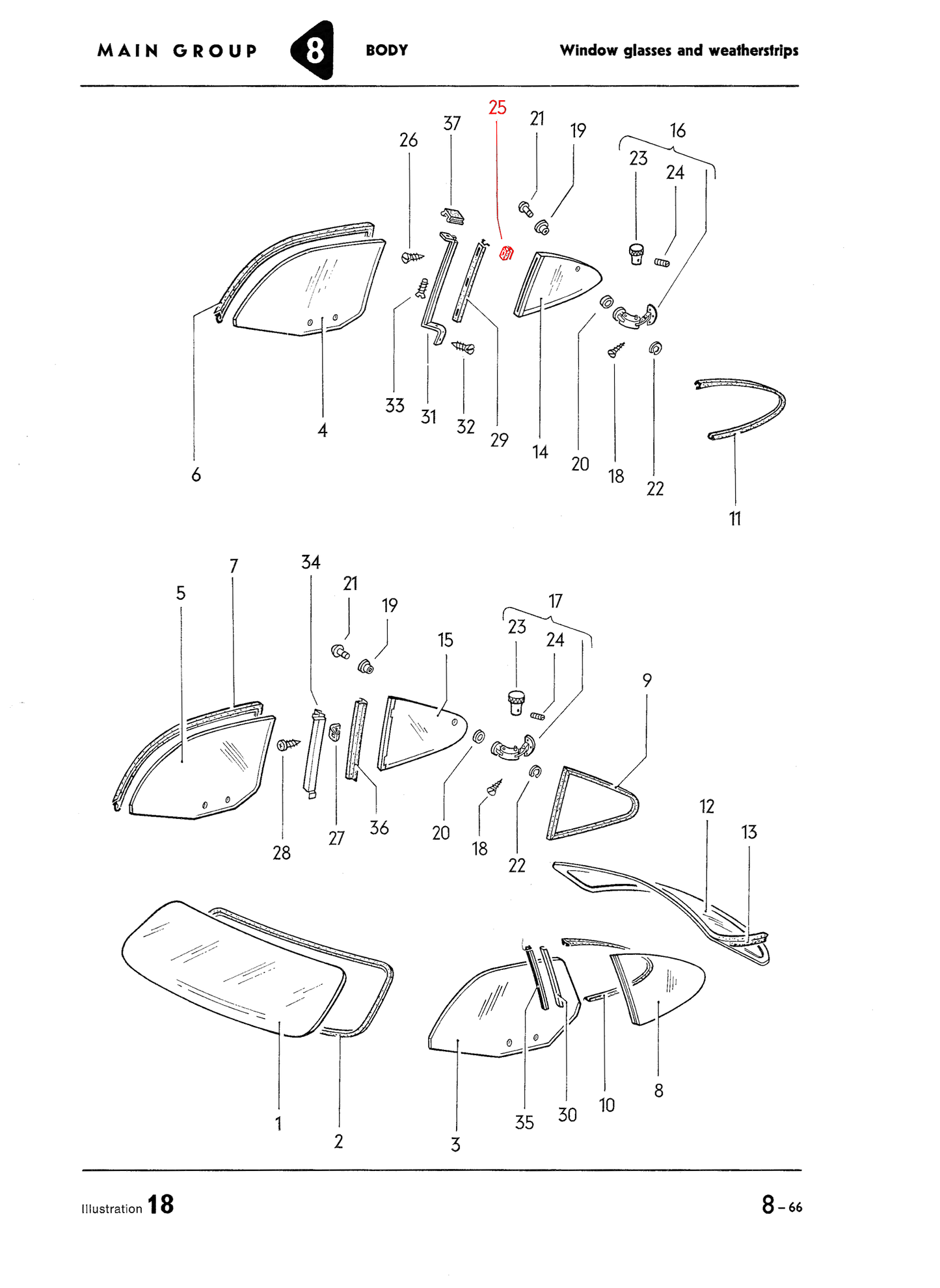 Ghia 60-71 Quarter Window Plastic Hinge Set 6pc