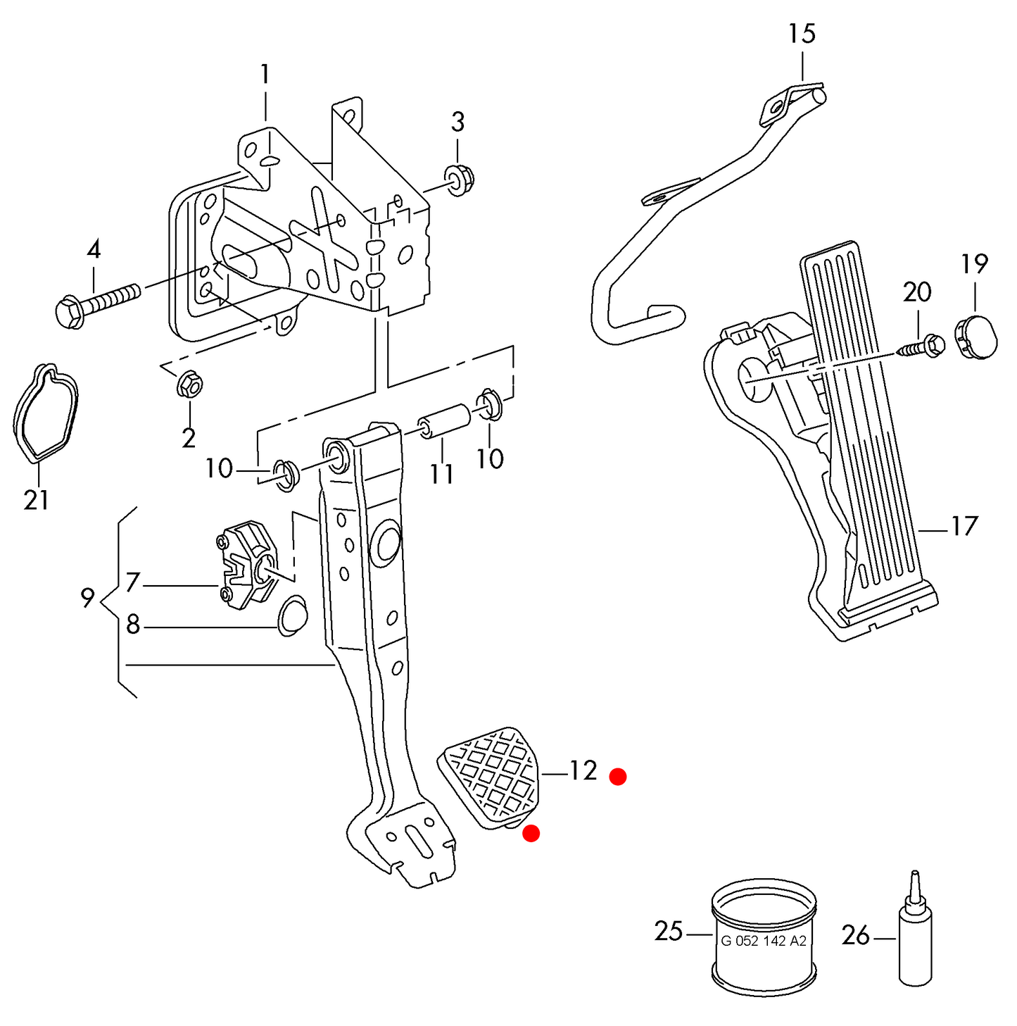PEDAL PAD, BRAKE 98-02 F/ A/T