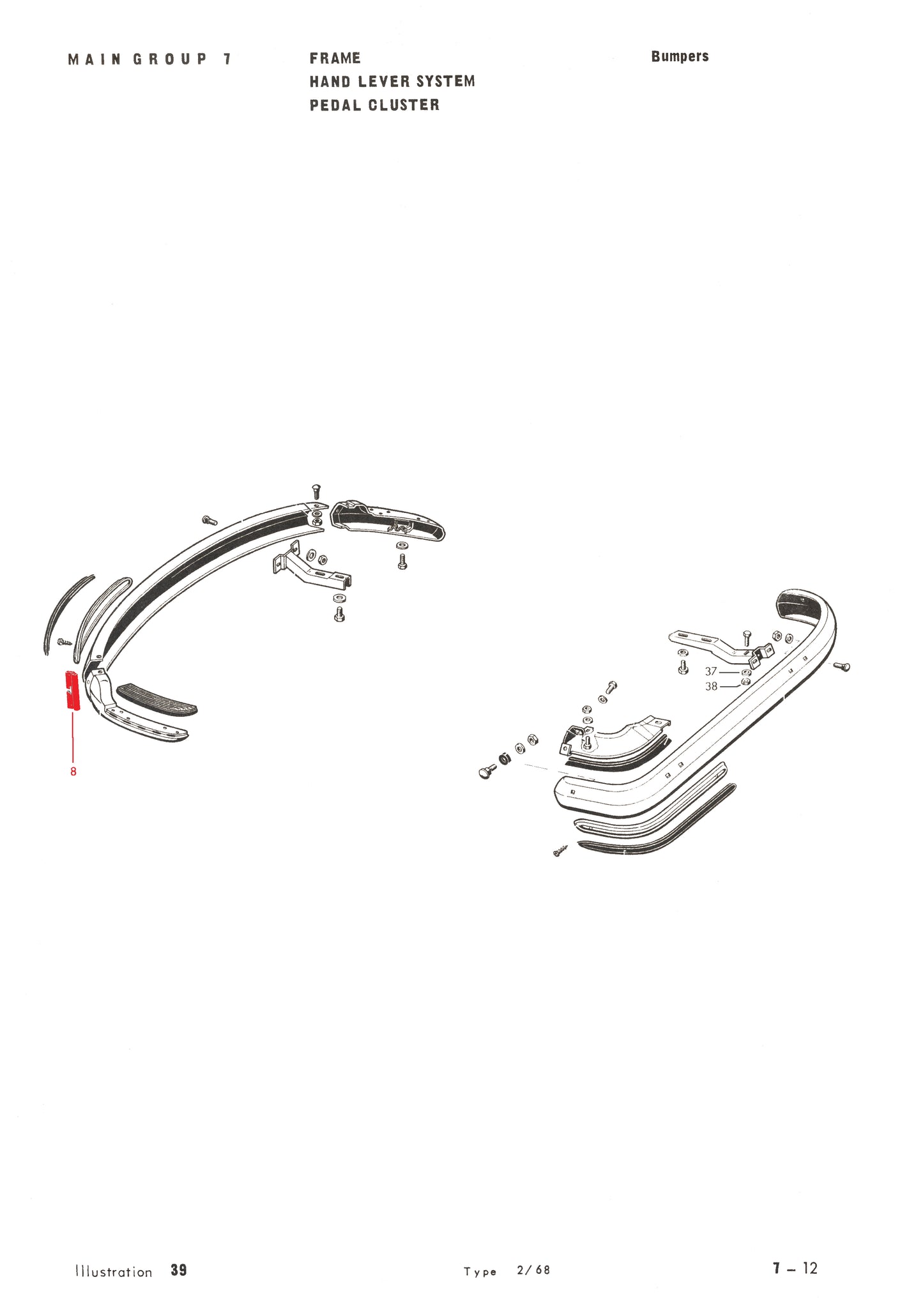 Bus 68-8/72 Bumper Step to Bumper Seals Pair