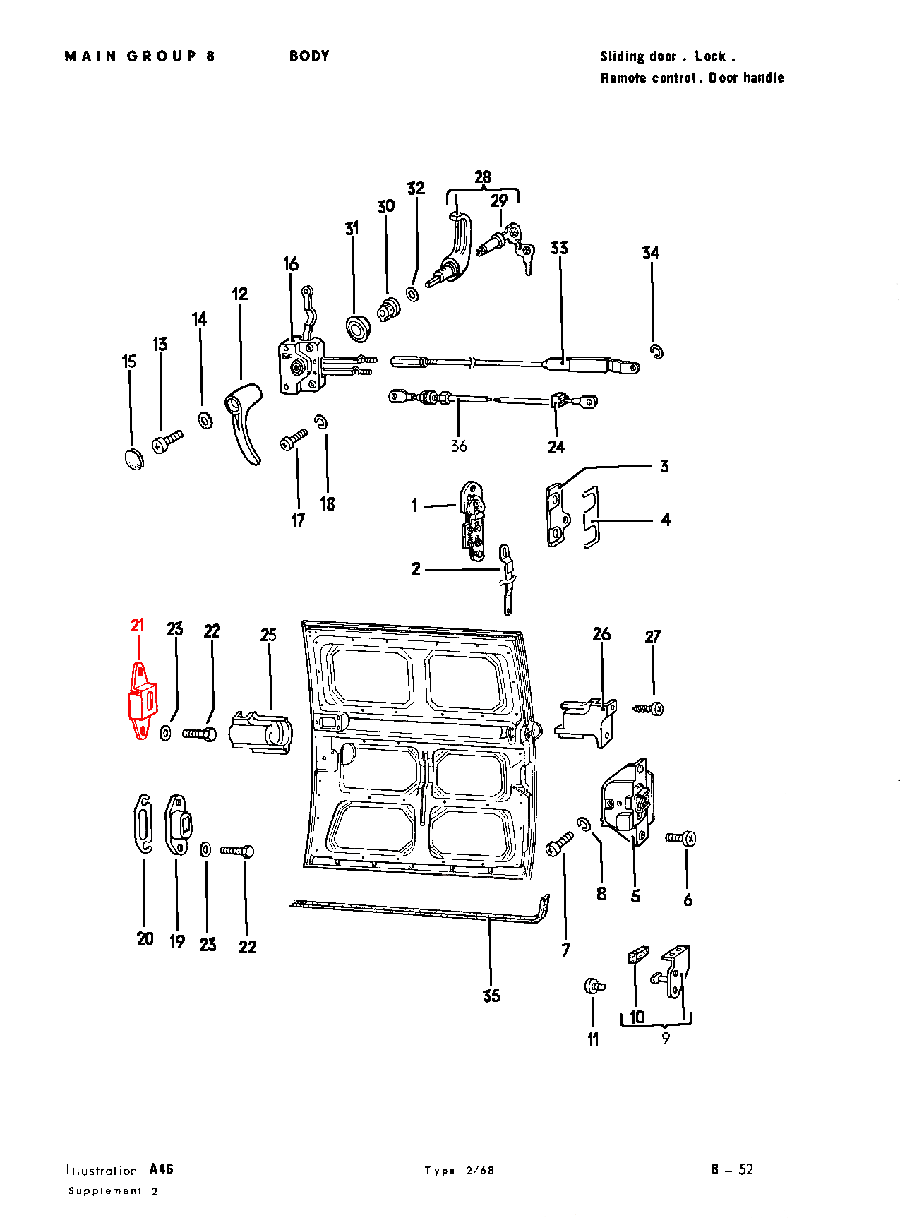 Bus 68-79 Sliding Door Lock Catch Plate on B-Pillar