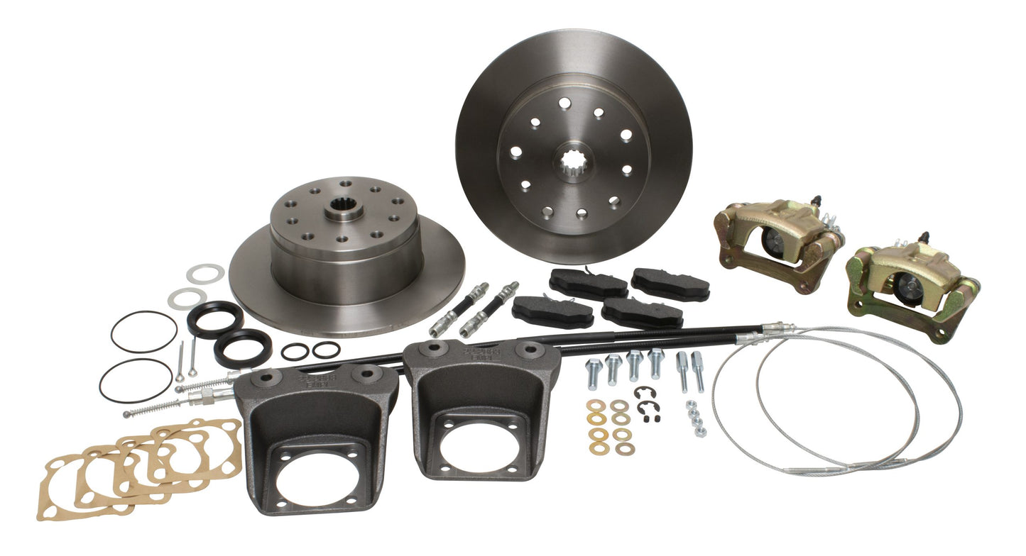 Rear Brake Kit, Swing Axle, 58-67, Double-Drilled 5x130 w/ 14x1.5mm Threads 5x4.75" with 12mm Threads, Deluxe
