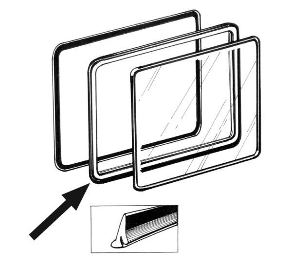 T2 50-67 Side Window Popout Seal Outer on Frame