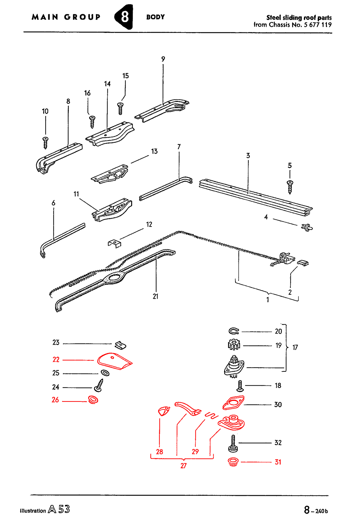 Bug 64-67, T2 68^ Sunroof Crank Kit