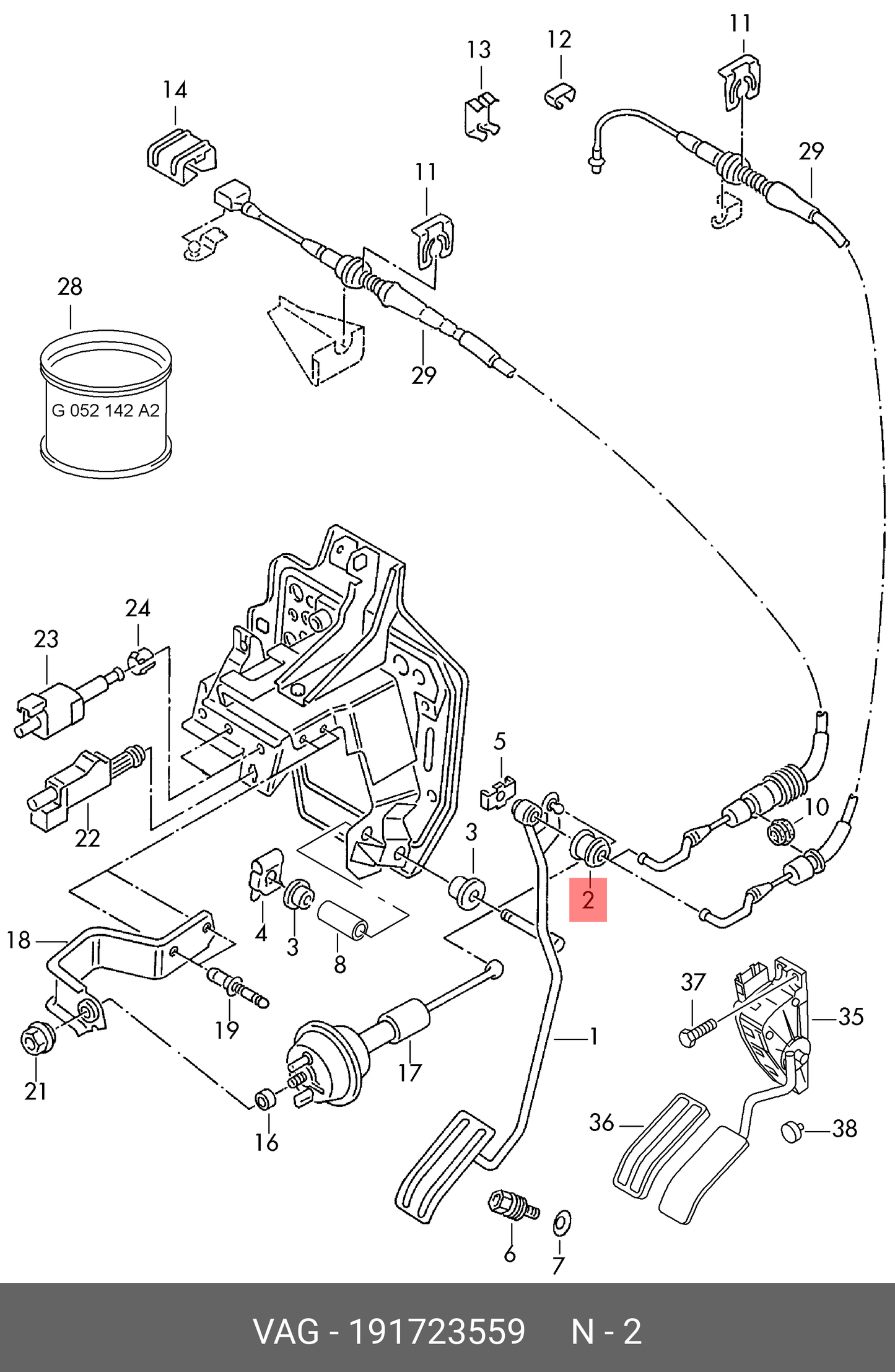 GROMMET,CABLE TO PEDL, GROMMET