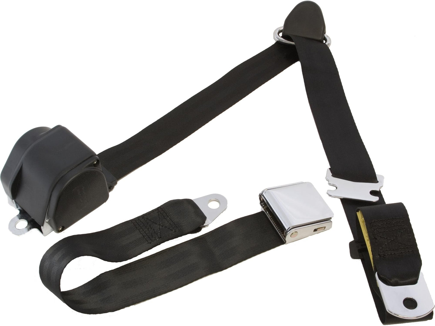 Retractable 3 Point Belt With Classic Chrome Aviation-Style Lift Buckle