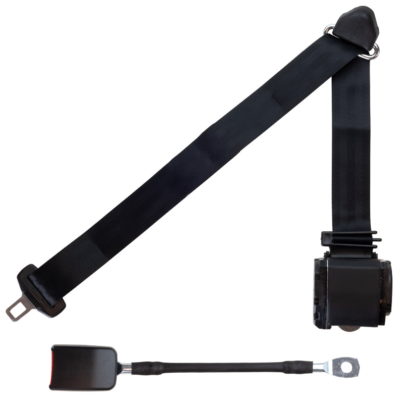 3pt Retractable Seat Belt, (Euro Style) Black Each