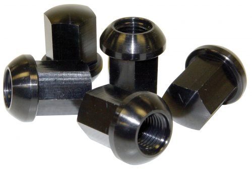 LUG NUTS, ALLOY B/SEAT 14mm ANODIZED BLACK