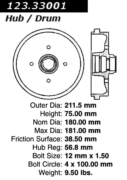 BRAKE DRUM, REAR GO/JE