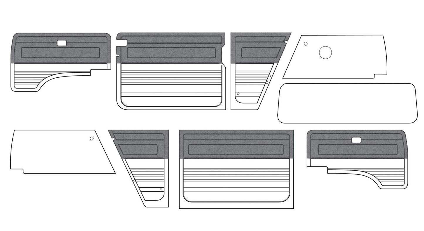 Deluxe Panel Sets - 9pc. - Cloth Upper 2/3 with Vinyl Lower - 1985-91 Vanagon GL/Carat