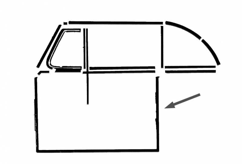 Bug 65-70, SB 71-79 Convertible Door Seal Left (Driver)