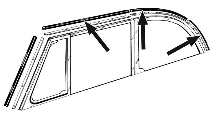 Bug 65-79 Convertible Side to Top Seals 6pc Kit