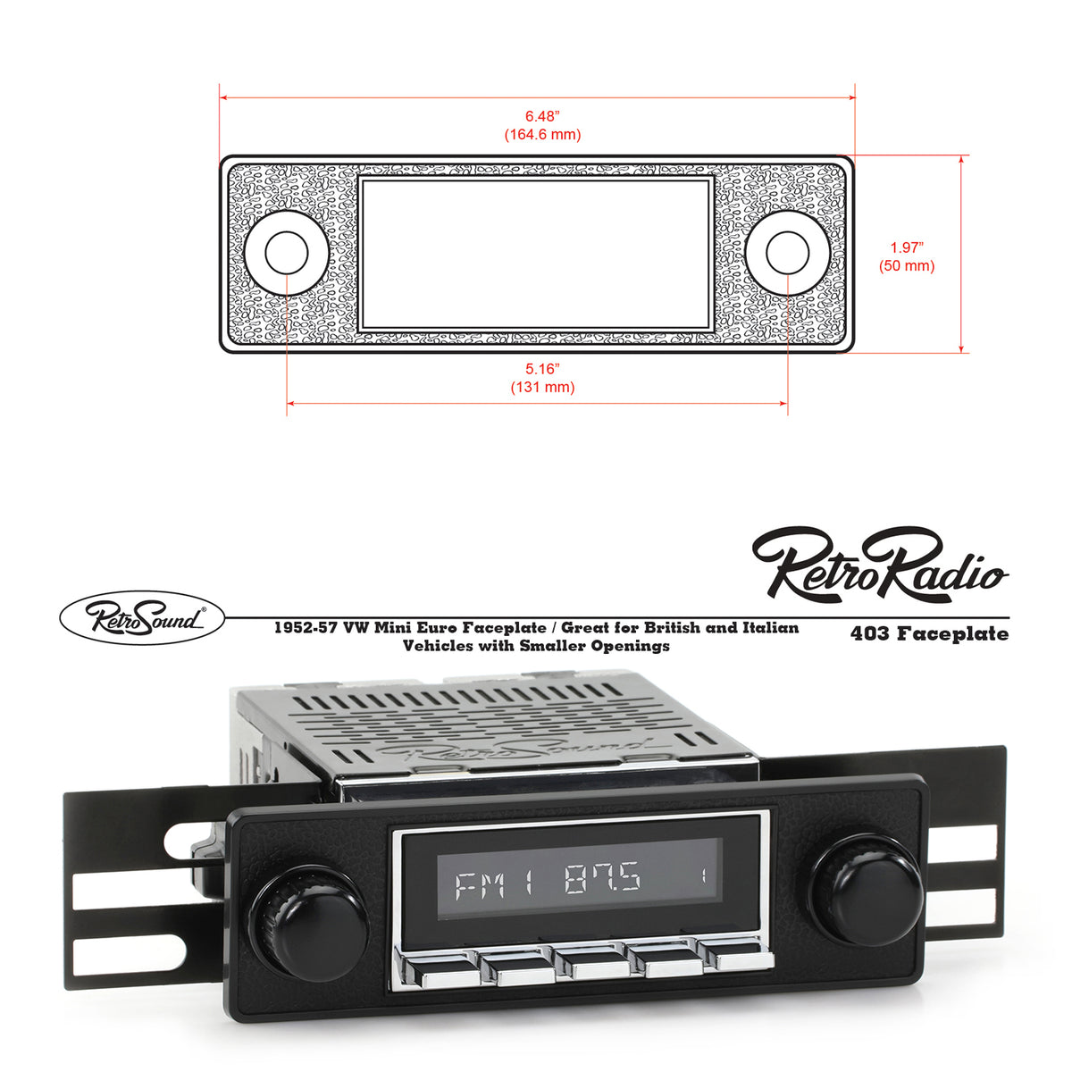 Radio Face Plate Mini Euro Black