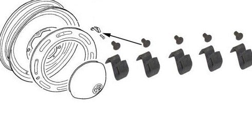 111-698-131 VW Hubcap Retaining Clip & Rivet Kit (5 Piece Set)