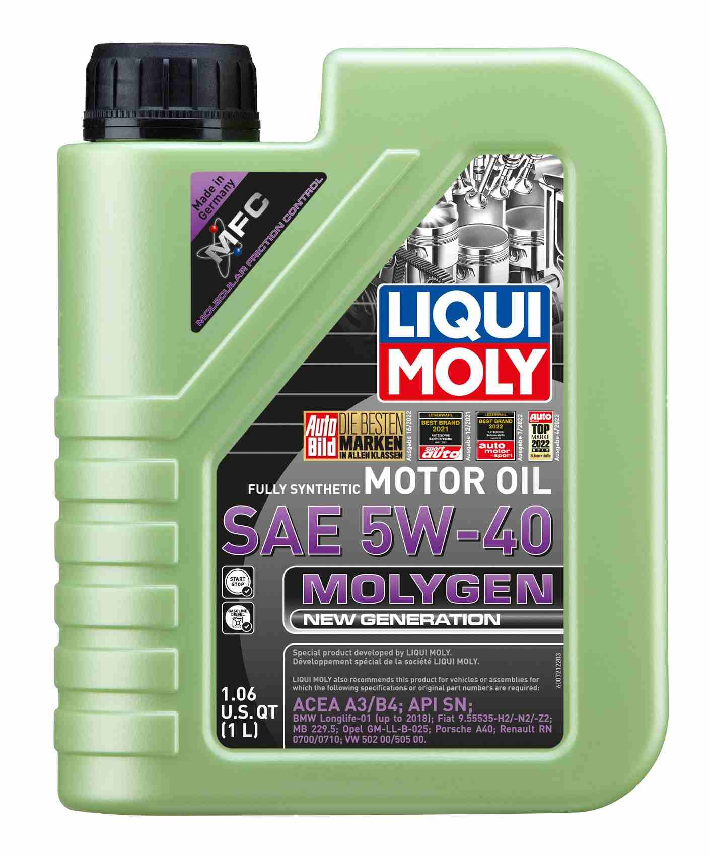 Molygen New Generation SAE Fully Synthetic 5W-40 1L Engine Oil