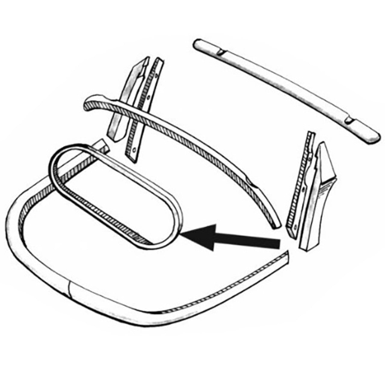 Bug Conv 75-79 Rear Window Frame Insert, Synthetic