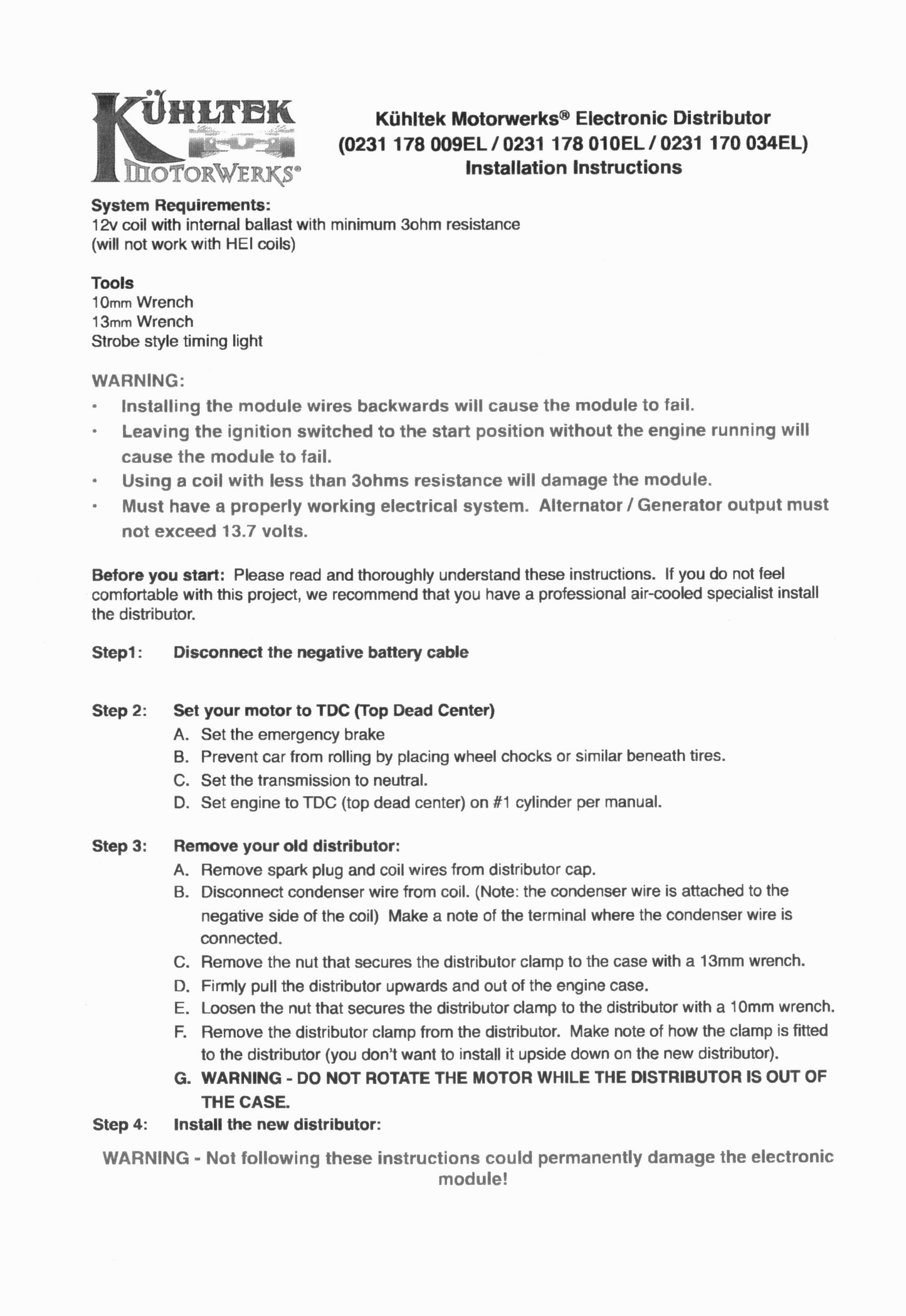 "009" Distributor Clone Khultek Brand w/ Electronic Ignition Module