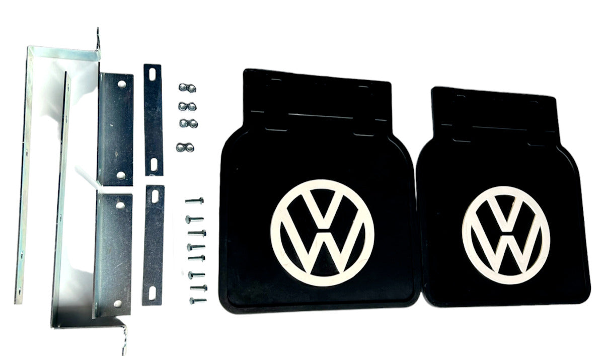 VW Black, Wht Logo Mud Flaps (Pair)