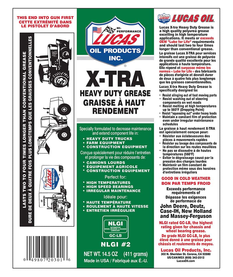 Lucas X-TRA HD Wheel Bearing Grease 14.5oz Tube (Green)