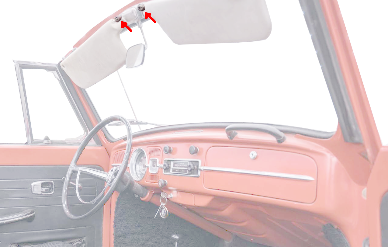 Bug / SB 68-79, KG 65-74, Sun Visor Clips, Black, Pair