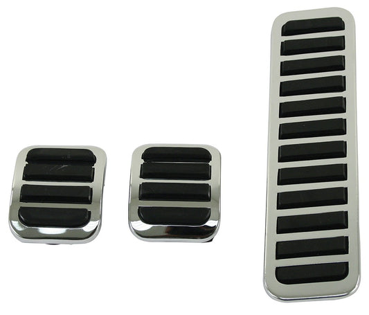 Bug, Ghia, Type 3, Super Beetle Custom Chrome w/Rubber Pedal Covers Kit