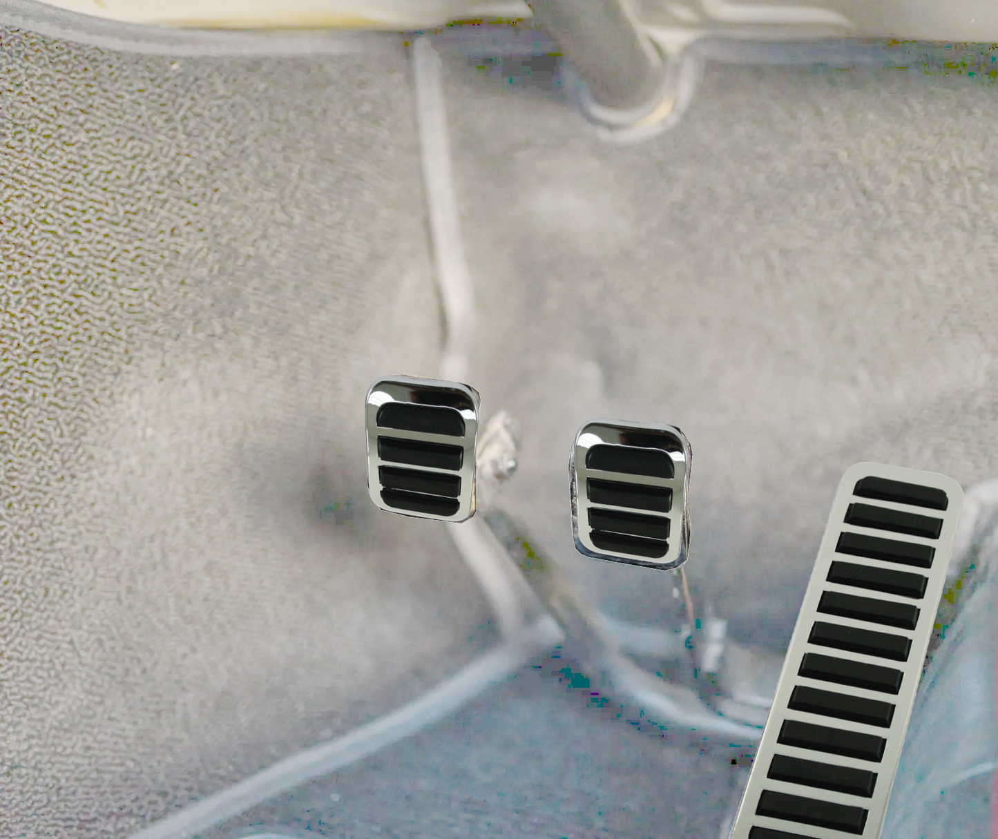 Bug, Ghia, Type 3, Super Beetle Custom Chrome w/Rubber Pedal Covers Kit