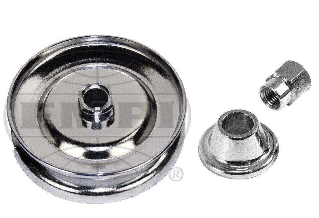 12-Volt Chrome Alternator / Generator Fan Belt Pulley & Nut Set