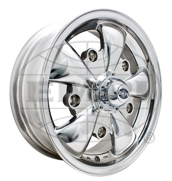 Polished GT-5 Wheel w/Chrome Cap For Early Bug, Ghia, Bus, Type 3