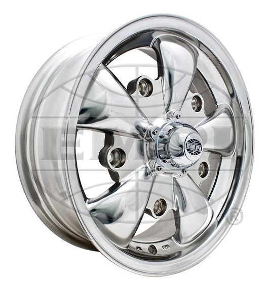 Polished GT-5 Wheel w/Chrome Cap For Early Bug, Ghia, Bus, Type 3