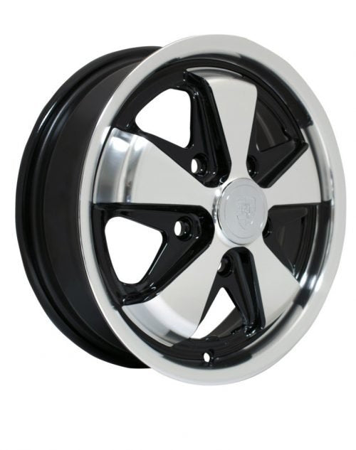 911 ALLOY 5x130 15x4.5 Gloss Black with Polished Lip & Spokes