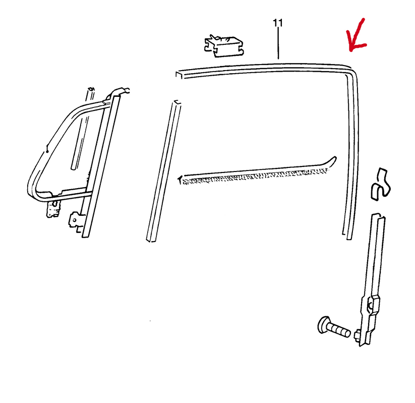 111-837-439DGR VW Window Felt Channel (German) - Beetle, Bus, Type 3