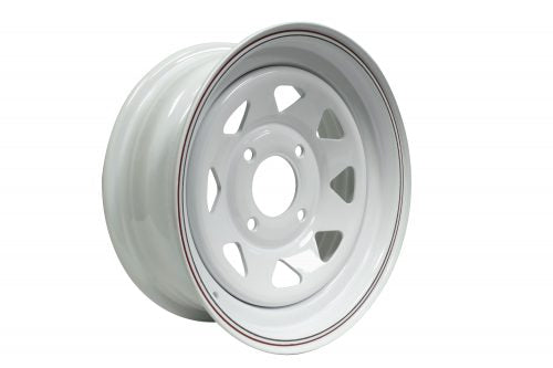 SPOKE WHEEL, 4 LUG 15x6 WHITE