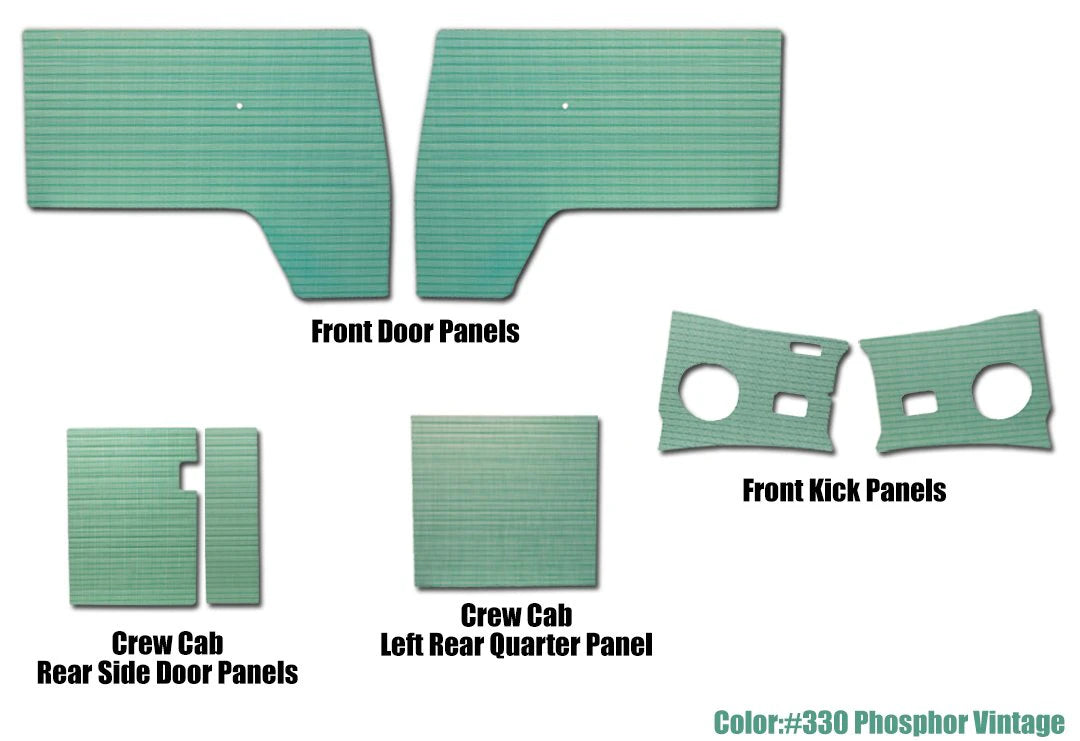 1958-61 Crew Cab Panels Complete 7pc. Kit Velour Cloth