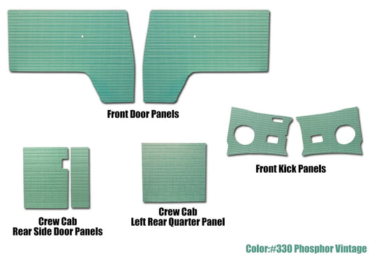 1958-61 Crew Cab Panels Complete 7pc. Kit Velour Cloth