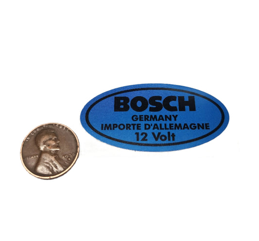 12 Volt Sticker BOSCH Coil Black Ink on Blue Back